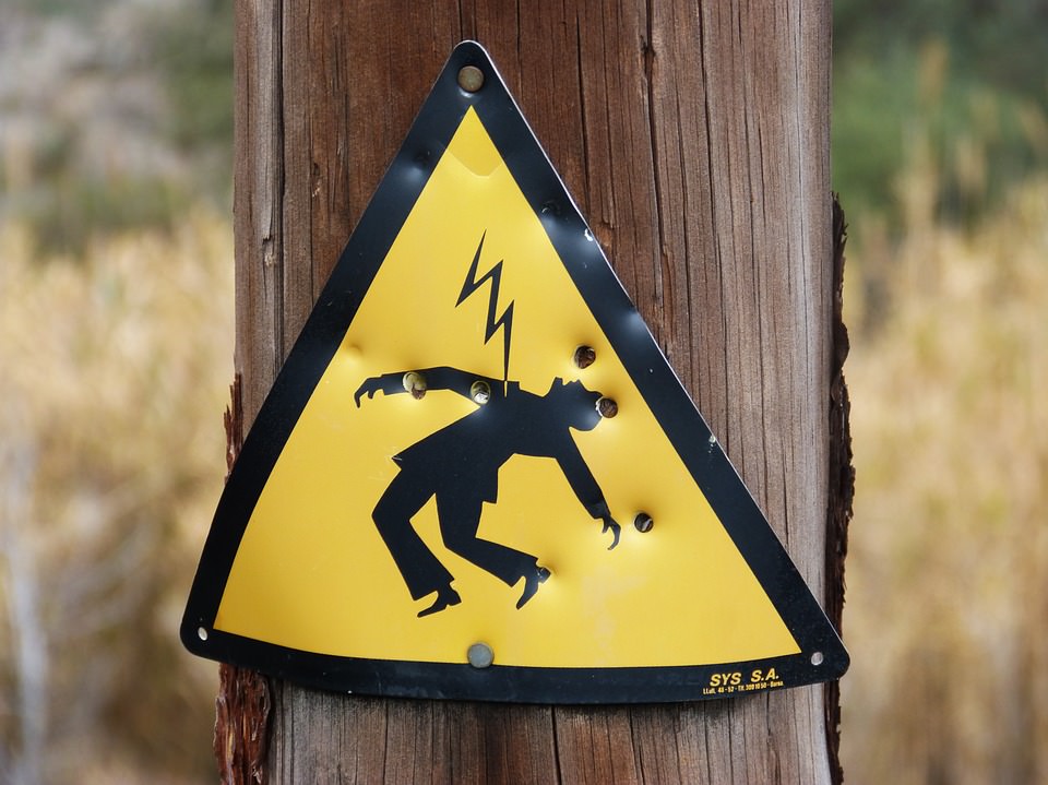 Sign warning against electric shock and electrical accidents