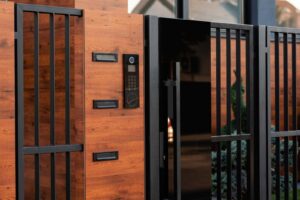 Residential gate intercom and keypad access system at a London property