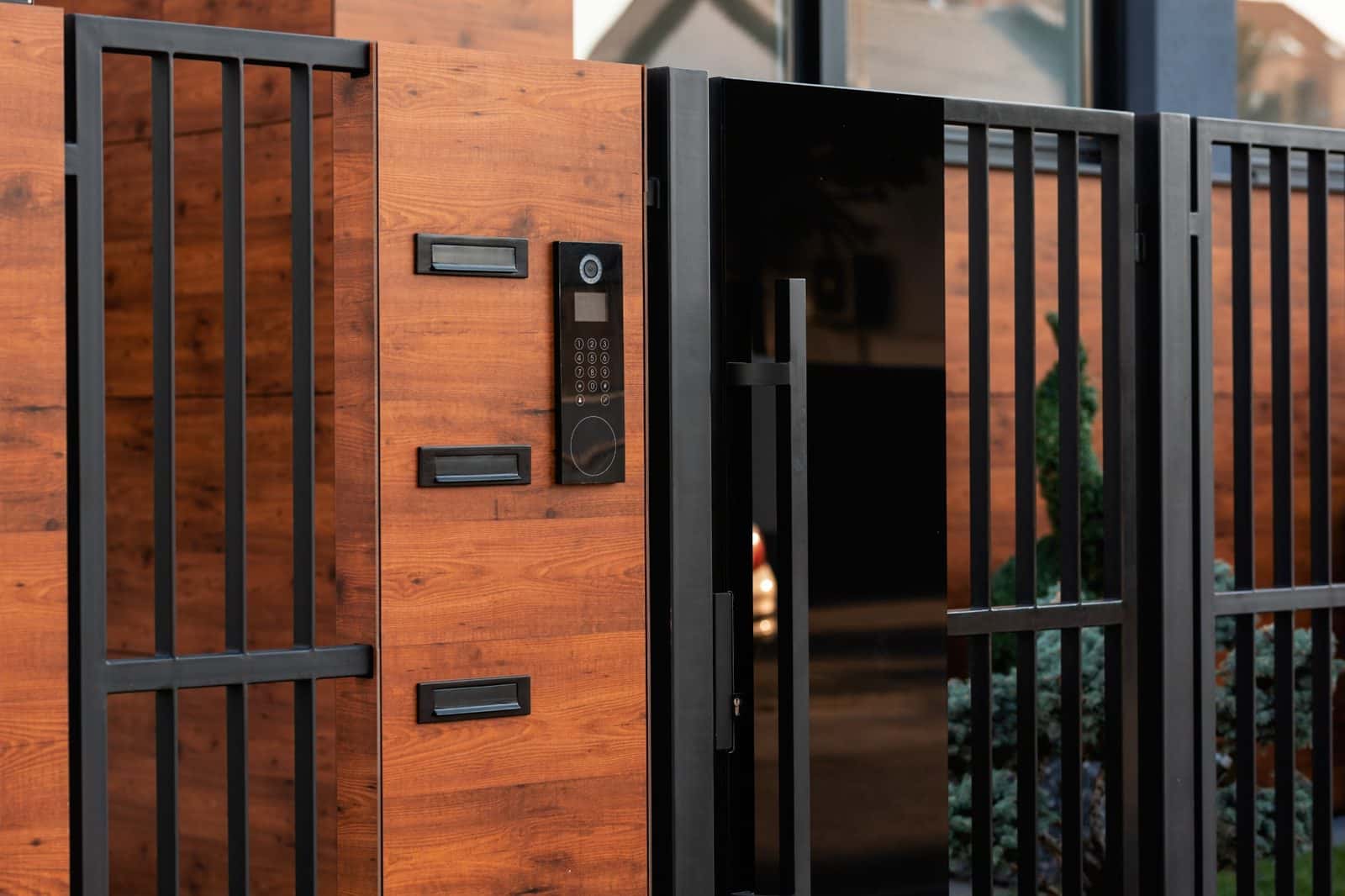 Residential gate intercom and keypad access system at a London property